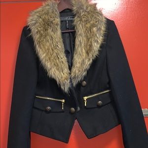 Vigoss Collection Blazer with Faux Fur Collar